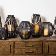 Black Rattan Small Convex Lantern 20578 asml