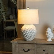 Lattice Ceramic Table Lamp With Linen Shade 23056 gsml