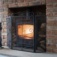 Heavy Large Black Ornate Fire Screen 6611 asml