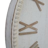 Large Rustic White Clock With Beaded Frame 23655 bsml