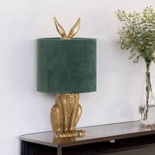 Antique Gold Hare Table Lamp With Green Velvet Shade download 14