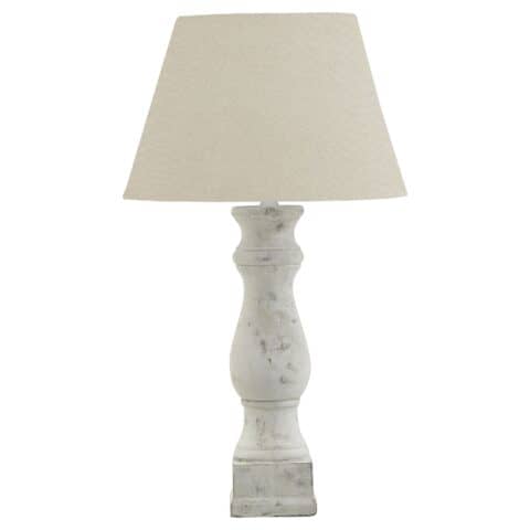 Darcy Antique White Candlestick Table Lamp With Linen Shade - Image 6