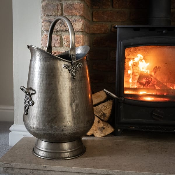 Antique Pewter Coal Bucket 17535 d