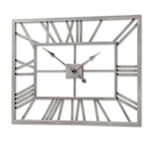 Silver Rectangular Skeleton Wall Clock 17859