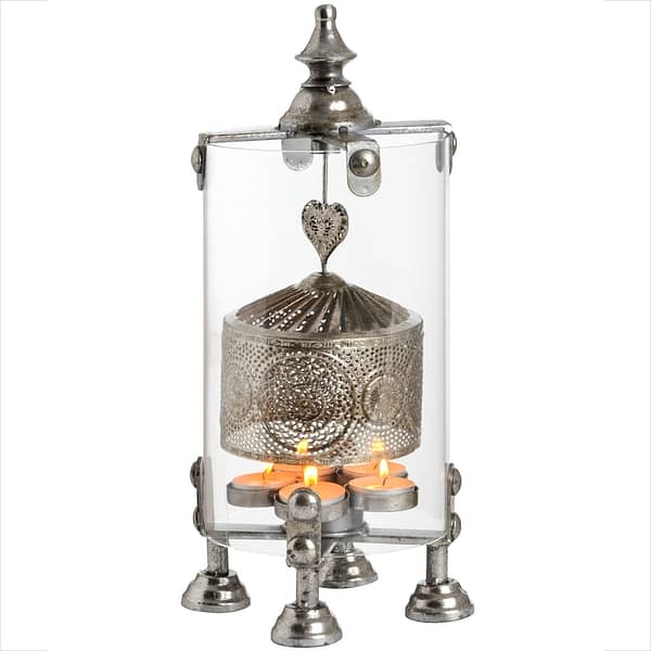 Antique Silver Heart Lantern Spinner 18298