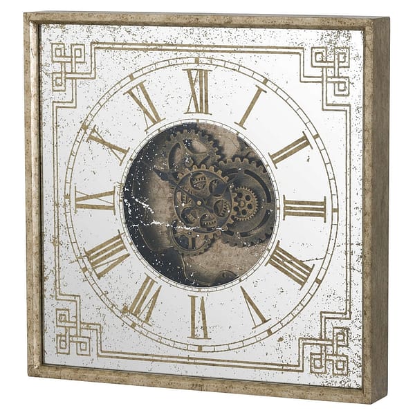 Mirrored Square Framed Clock with Moving Mechanism 18571