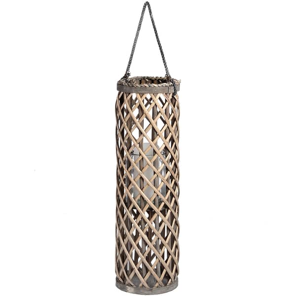 Medium Wicker Lantern with Glass Hurricane 18723