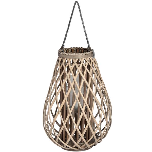 Large Wicker Bulbous Lantern 18726