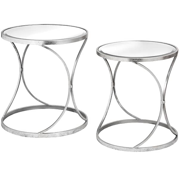 Silver Curved Design Set Of 2 Side Tables 18777