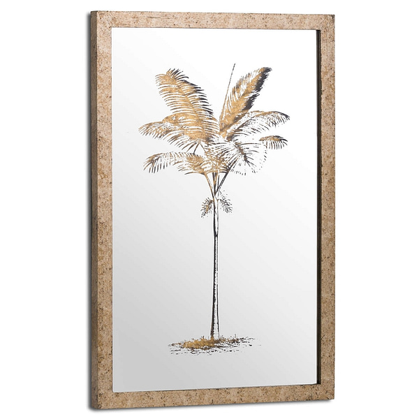 Metallic Mirrored Brass Palm Wall Art 20304