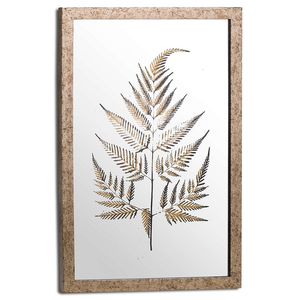 Metallic Mirrored Brass Fern Wall Art 20305