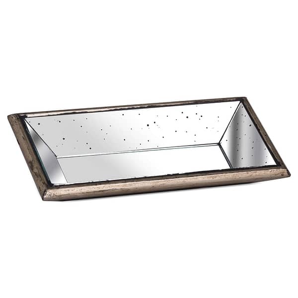 Astor Distressed Mirrored Display Tray With Wooden Detailing 20311