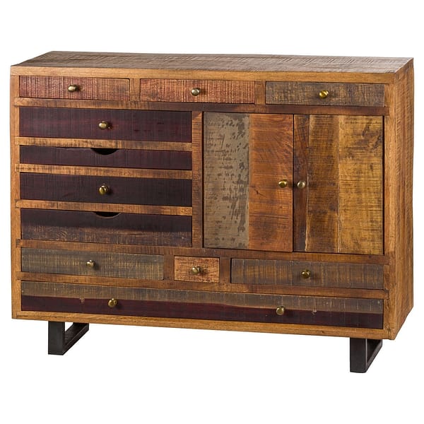 Multi Draw Reclaimed Industrial Chest With Brass Handle 20400