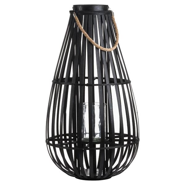 Large Floor Standing Domed Wicker Lantern With Rope Detail 20585