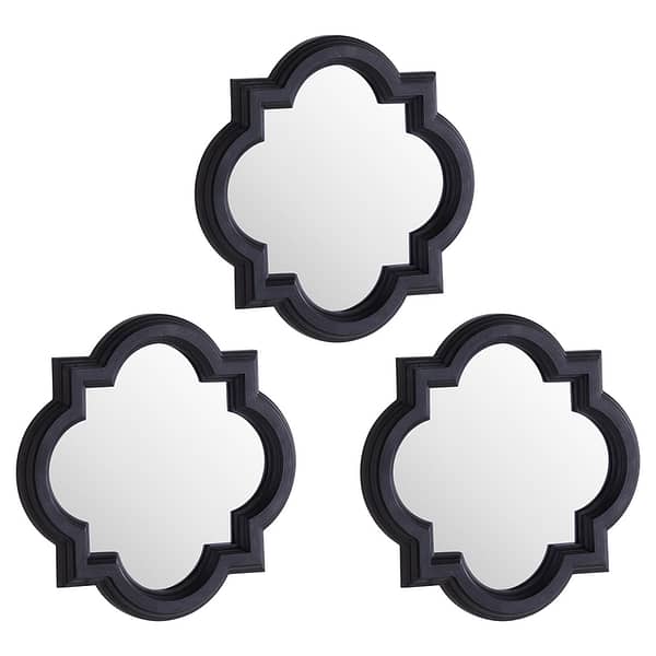 Set Of Three Dark Grey Quarterfoil Mirrors 20826