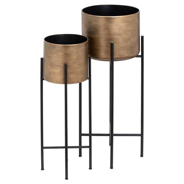 Set Of Two Bronze Planters On Stand 21342