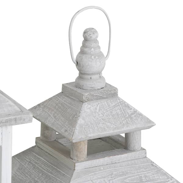 Set Of 3 White Window Style Lanterns With Open Top 19494 a