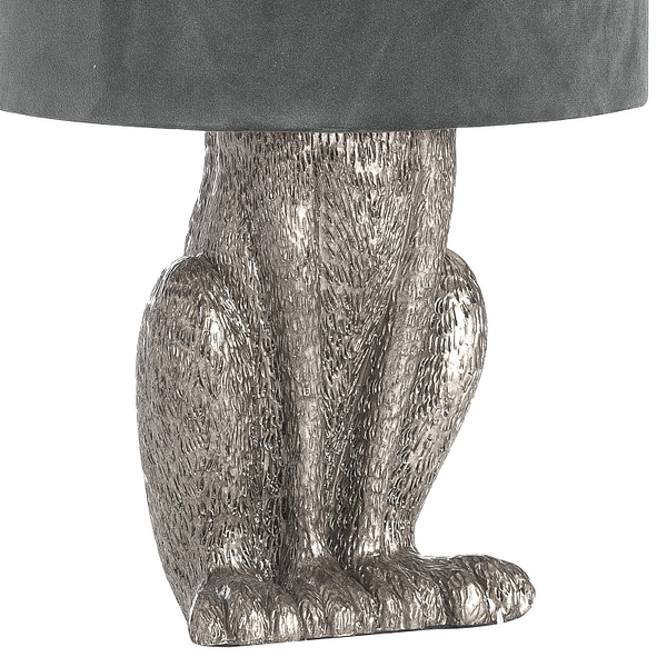 Silver Hare Table Lamp With Grey Velvet Shade 20697 a