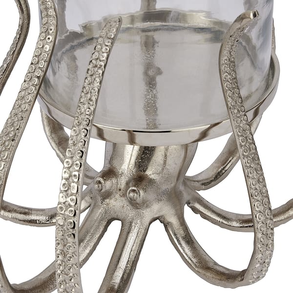 Large Silver Octopus Candle Hurricane Lantern 22224 a