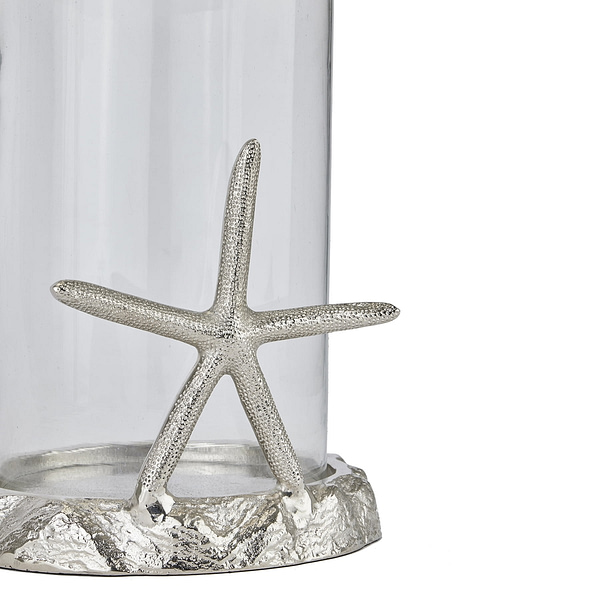 Silver Starfish Candle Hurricane Lantern 22228 a