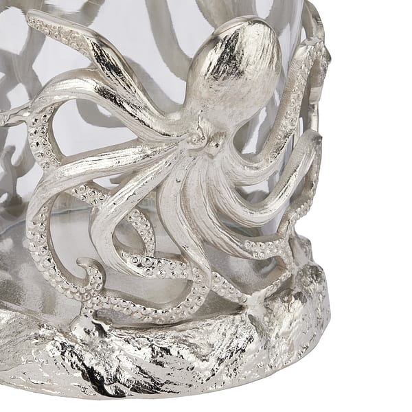 Silver Octopus Candle Hurricane Lantern 22480 a