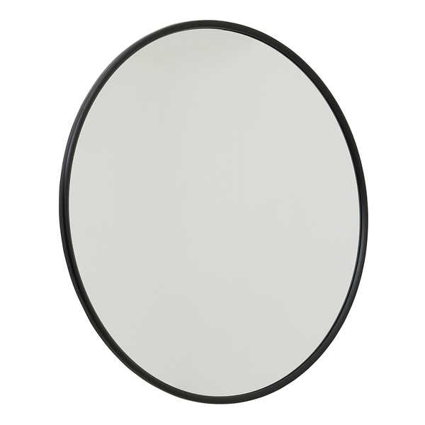 Black Large Circular Metal Wall Mirror 22483