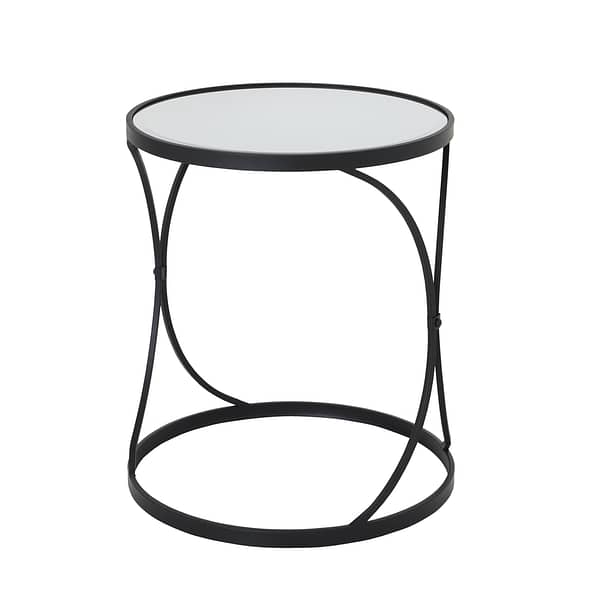 Concaved Set Of Two Black Mirrored Side Tables 22487