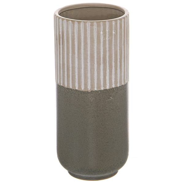 Mason Collection Grey Ceramic Tall Straight Vase 22541