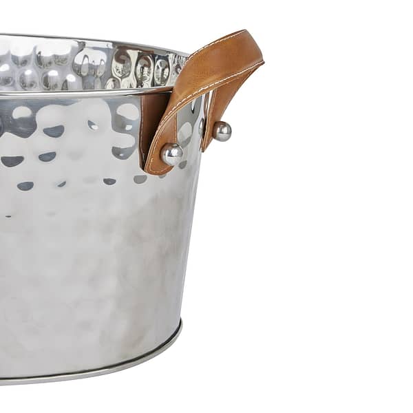 Silver Large Leather Handled Champagne Cooler 22569 a