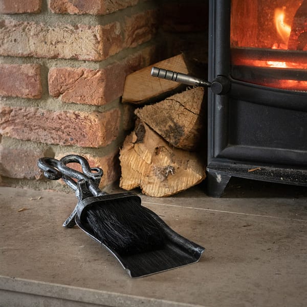 Silver Brushed Steel Crook Top Hearth Tidy Set 11208 b 1