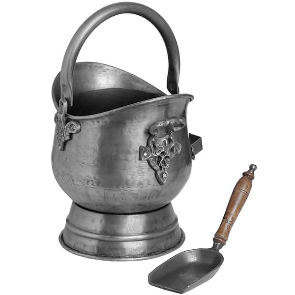 Antique Pewter Coal Bucket with Shovel 11298 b