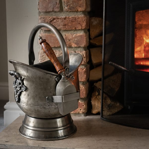 Antique Pewter Coal Bucket with Shovel 11298 c