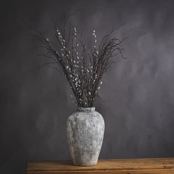 Tall Aged Stone Ceramic Vase