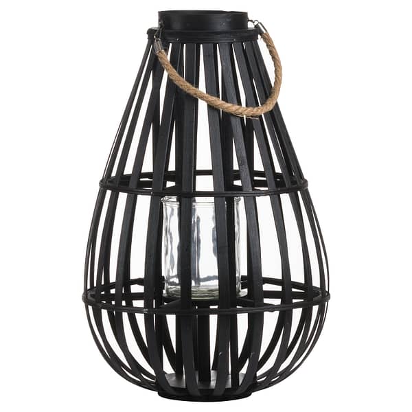 Floor Standing Domed Wicker Lantern With Rope Detail 20586