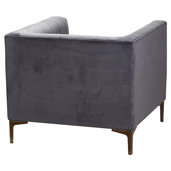 Emperor Grey Velvet Arm Chair With Chrome Legs - Image 3