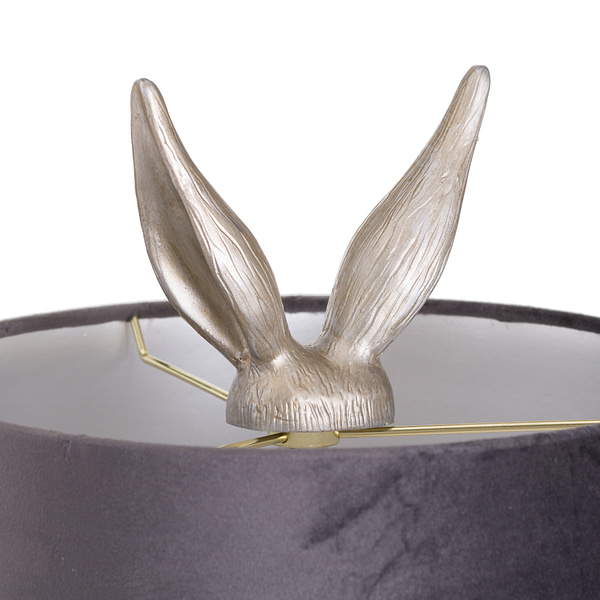 Silver Hare Table Lamp With Grey Velvet Shade 20697 b