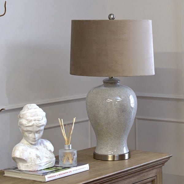 Hadley Ceramic Table Lamp With Grey Shade 20704 f 1