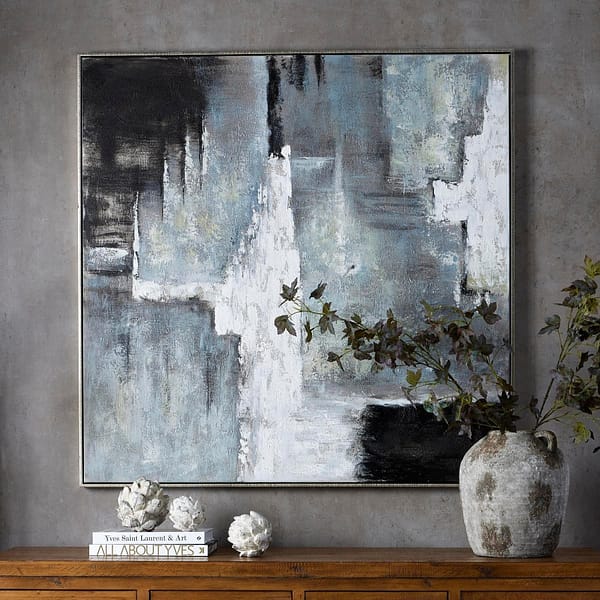 Hand Painted Black And White Layered Abstract Painting 21786 d