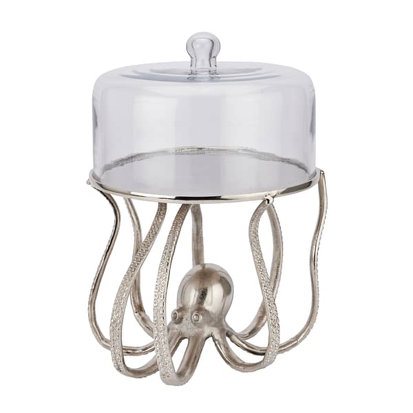 Large Silver Octopus Cake Stand Cloche 22237