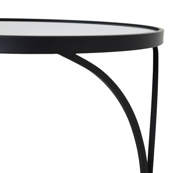 Concaved Set Of Two Black Mirrored Side Tables 22487 b