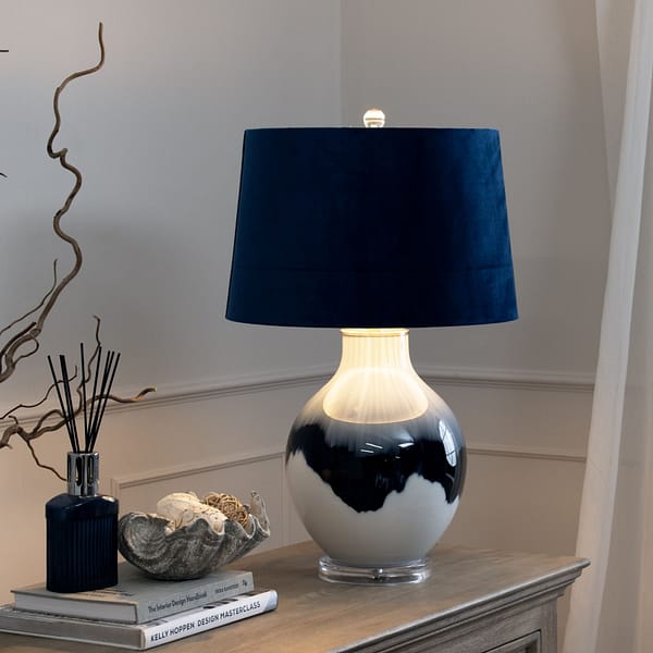 Ice Shadows Table Lamp With Navy Blue Lampshade 22644 e