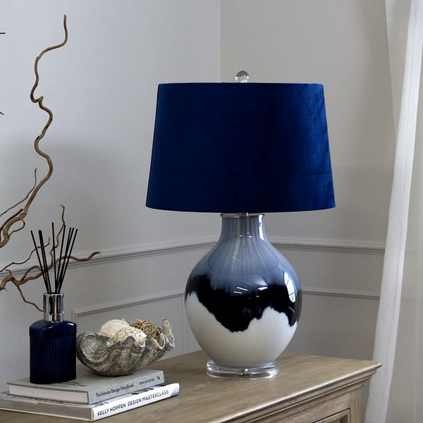 Ice Shadows Table Lamp With Navy Blue Lampshade 22644 f