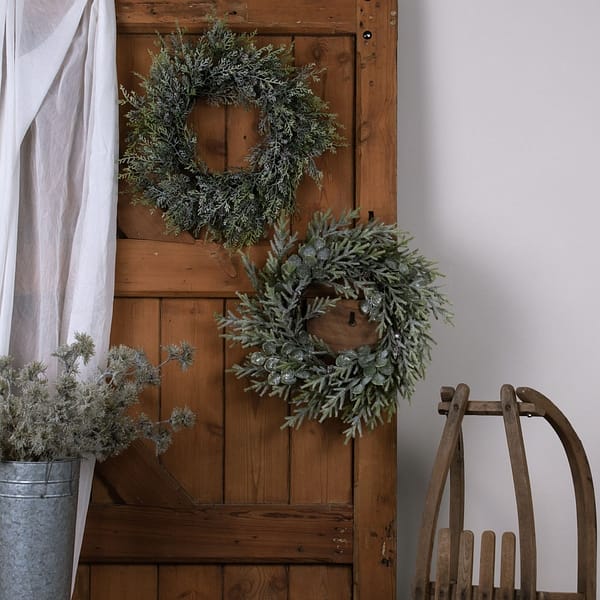 Frosted Pine Wreath With Pinecones 22747 b