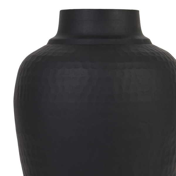 Matt Black Hammered Vase With Lid 22858 a