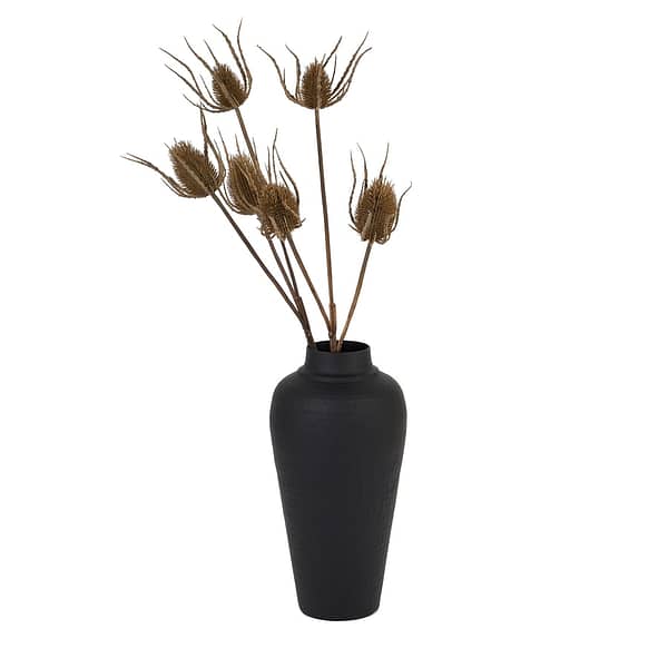 Matt Black Hammered Vase With Lid 22858 b