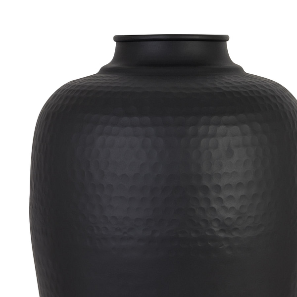 Matt Black Large Hammered Vase With Lid 22860 a