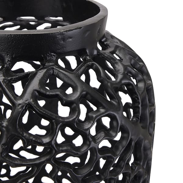 Black Cast Lattice Vase 22865 b