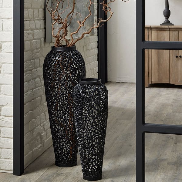 Black Cast Lattice Vase 22865 d