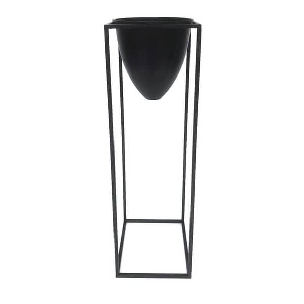 Large Matt Black Bullet Planter On Black Frame 23086