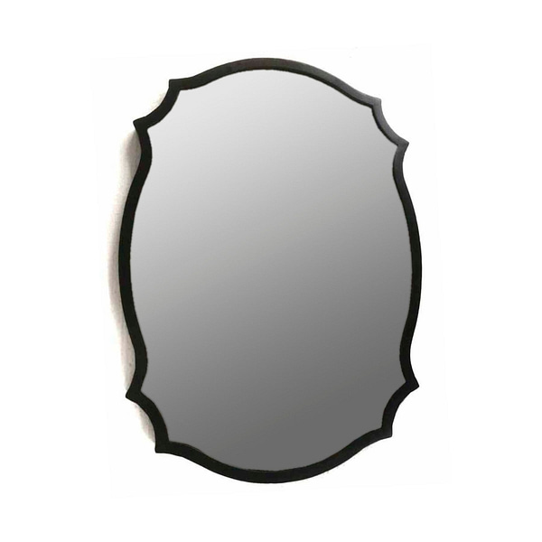 Matt Black Ornate Curved Mirror 23087